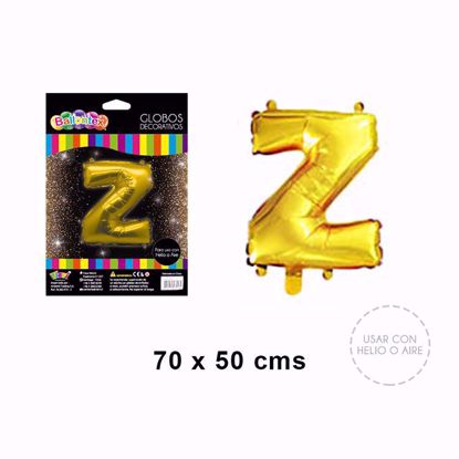 Globos decorativos metálico dorado - BALLONTEX con forma de letra "Z" 70 x 50 cms.