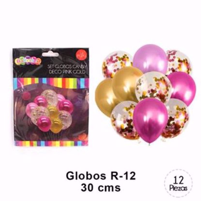 Globos Candy Deco Rosa Dorado - BALLONTEX set 12 piezas