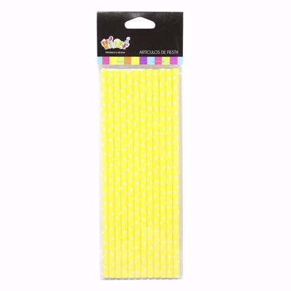 Bombillas de cartón amarillas puntos blancos - VIERI 24 Unid. 20 cms.