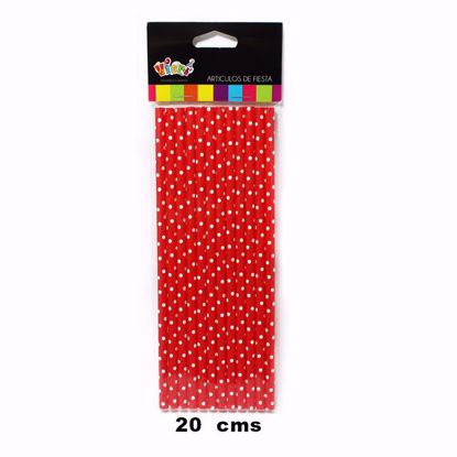 Bombillas de cartón rojo puntos blancos - VIERI 24 Unid. 20 cms.